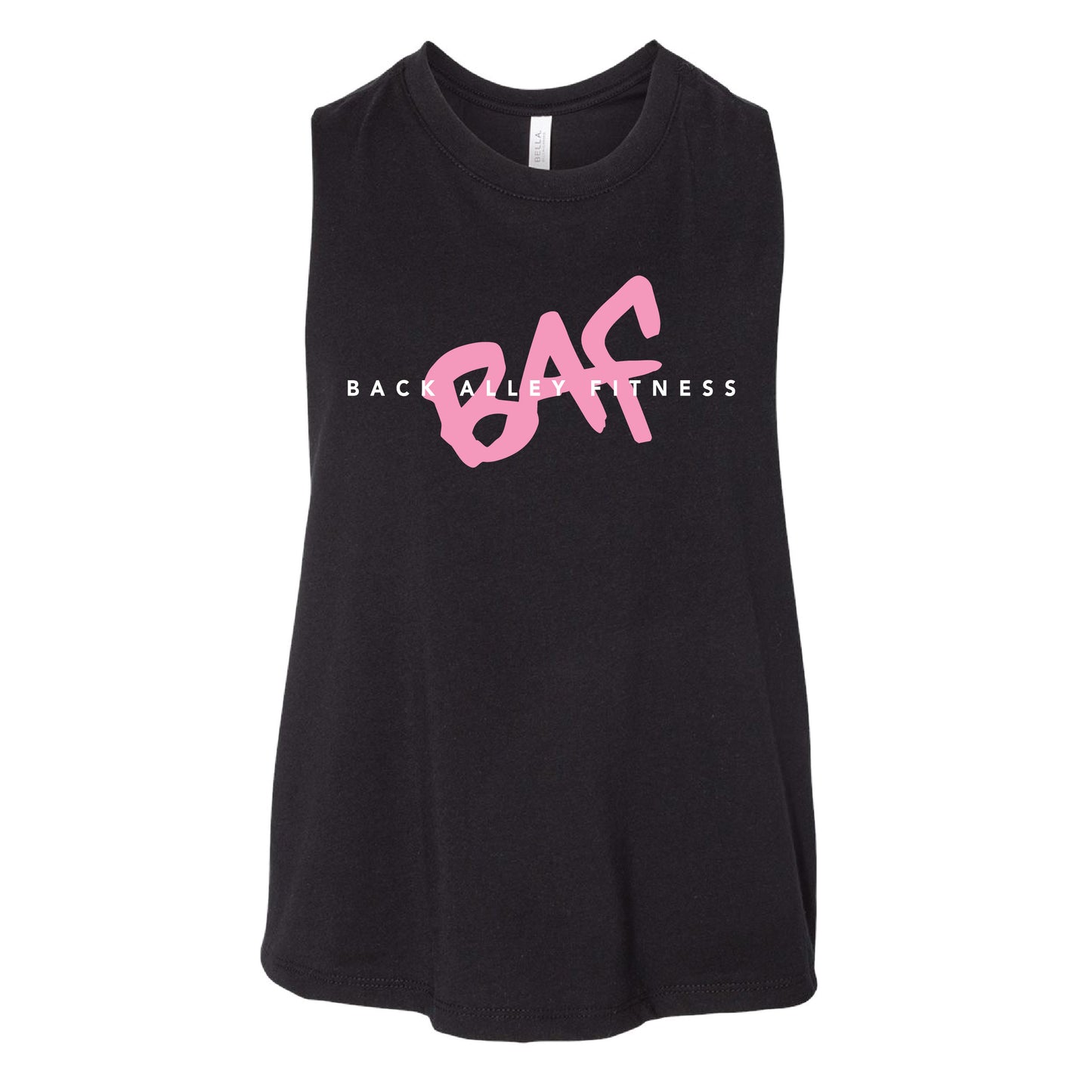 BAF Black Ladies Cropped Racerback Tank (T4-6682)
