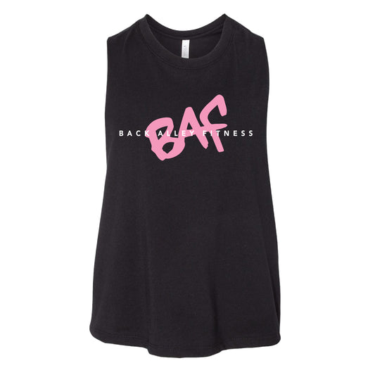 BAF Black Ladies Cropped Racerback Tank (T4-6682)